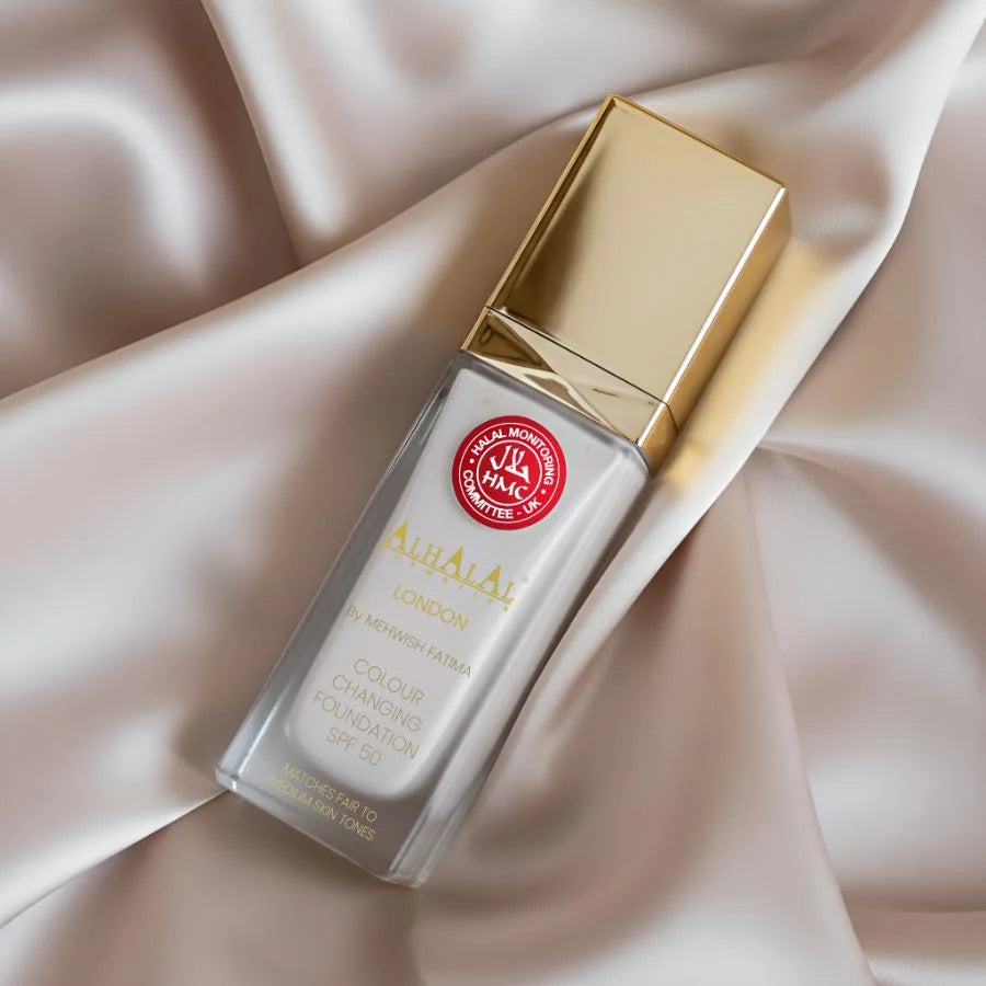 ALHALAL COSMETICS COLOR CHANGING FOUNDATION SPF 50 – ADAPTIVE SHADE MAKEUP FOUNDATION WITH SUN PROTECTION