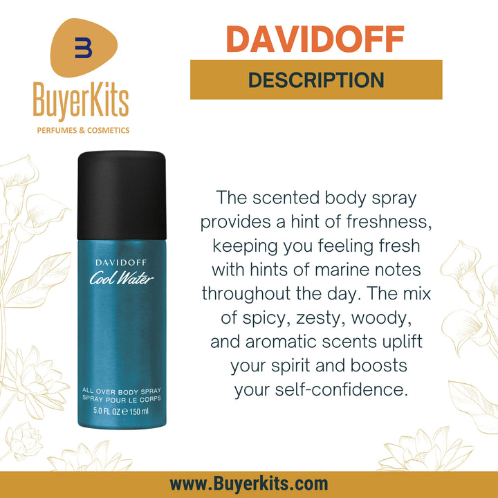 DAVIDOFF COOLWATER ALL OVER BODY SPRAY 150ML
