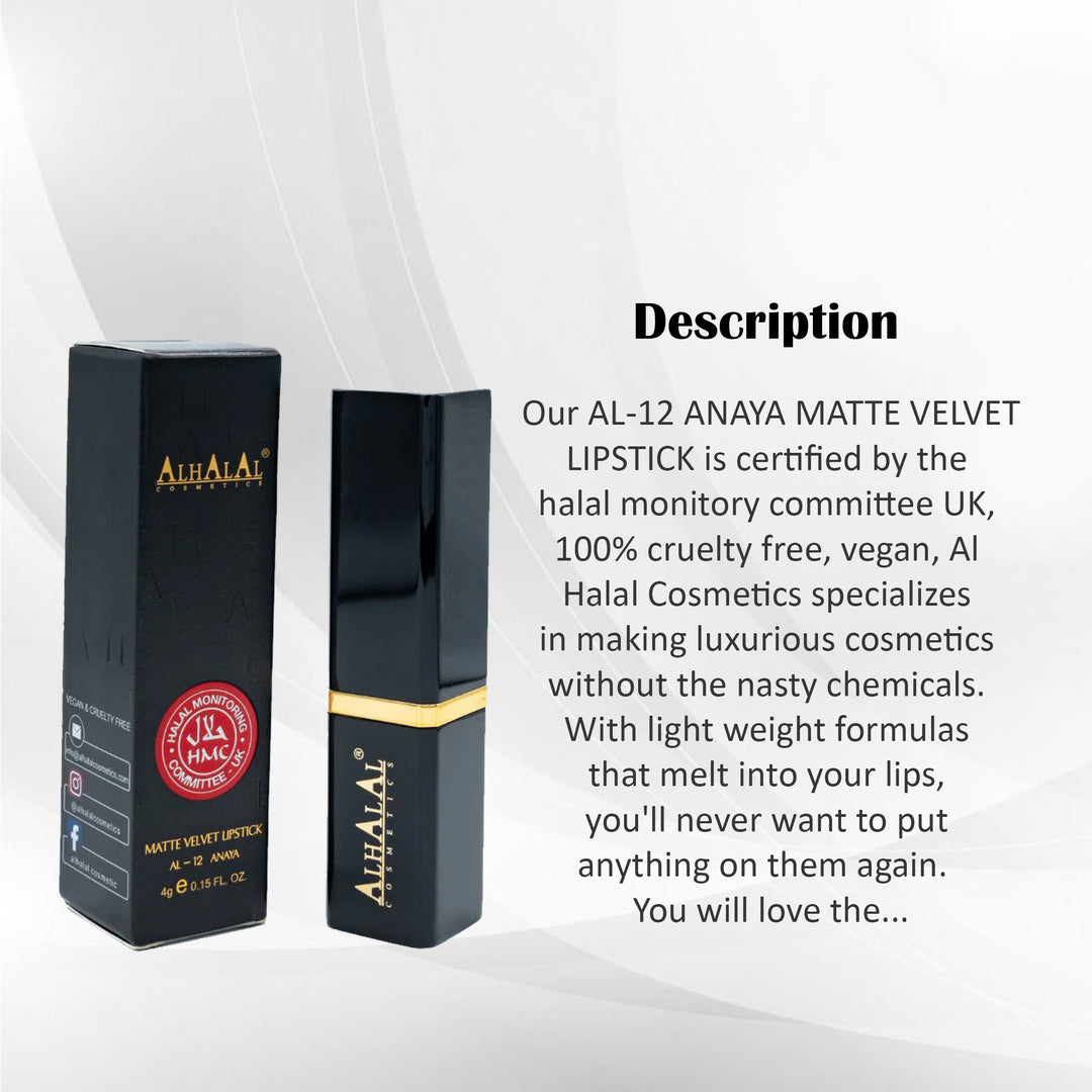 ALHALAL COSMETICS ANAYA MATTE VELVET LIPSTICK 4G AL-12