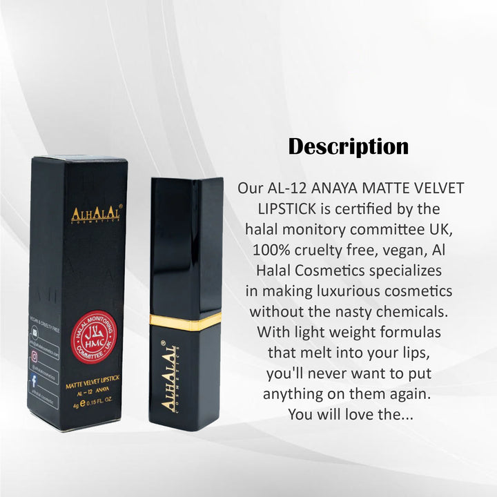 ALHALAL COSMETICS ANAYA MATTE VELVET LIPSTICK 4G AL-12