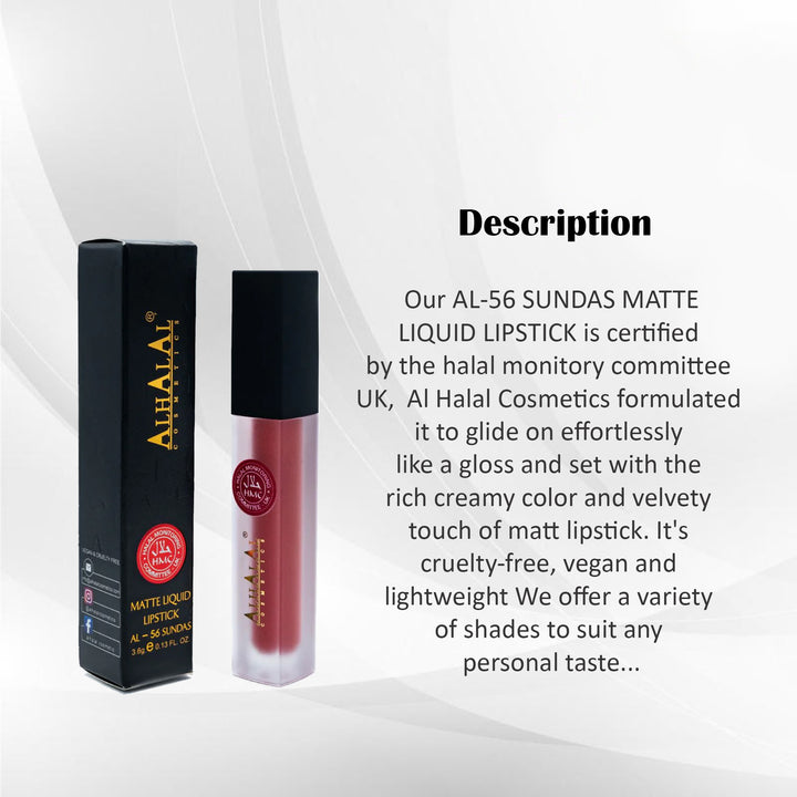 ALHALAL COSMETICS SUNDAS MATTE LIQUID LIPSTICK 3.6G AL-56