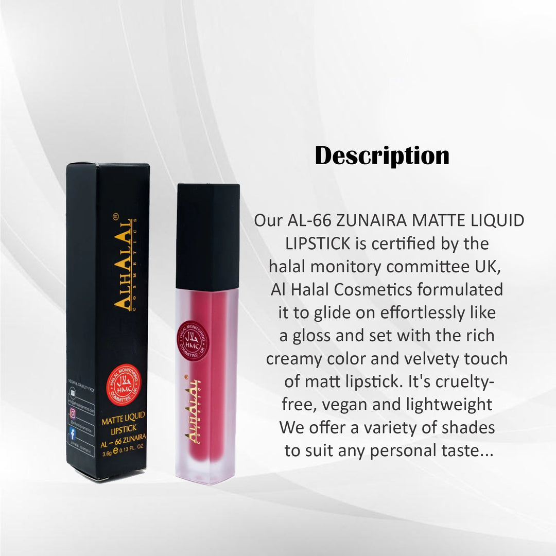 ALHALAL COSMETICS ZUNAIRA MATTE LIQUID LIPSTICK 3.6G (AL-66)