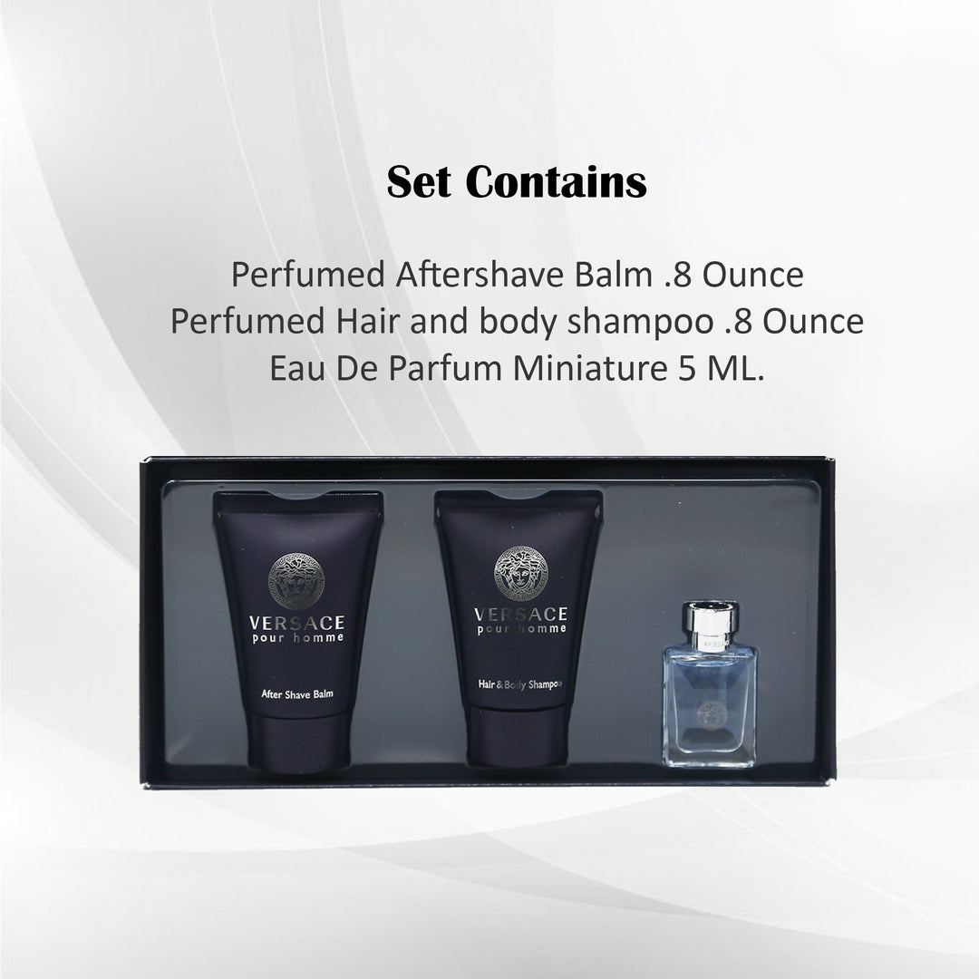 VERSACE POUR HOMME EDT TRAVEL SET 3PCS