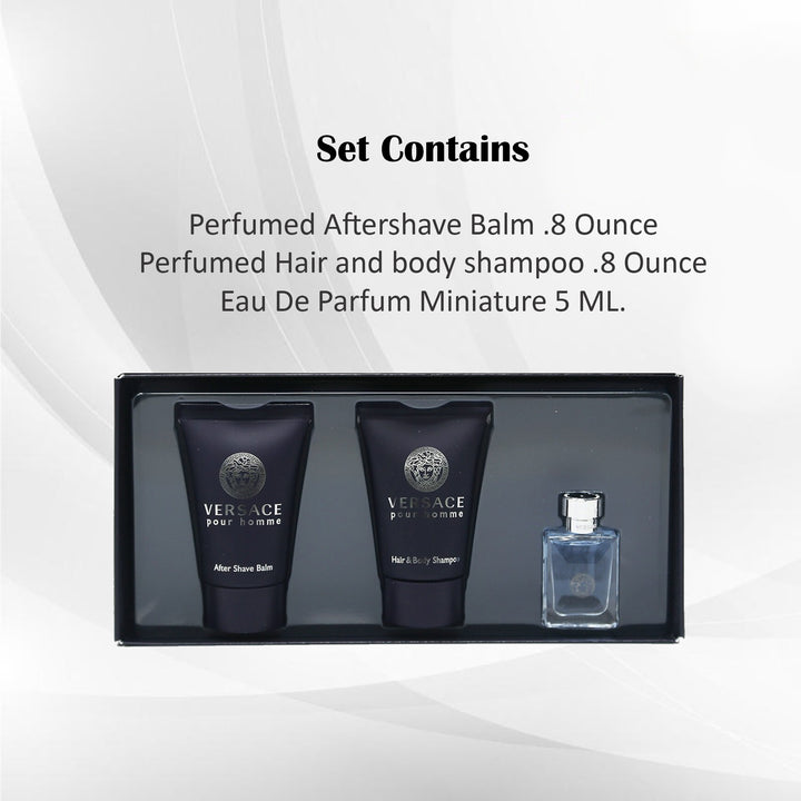 VERSACE POUR HOMME EDT TRAVEL SET 3PCS