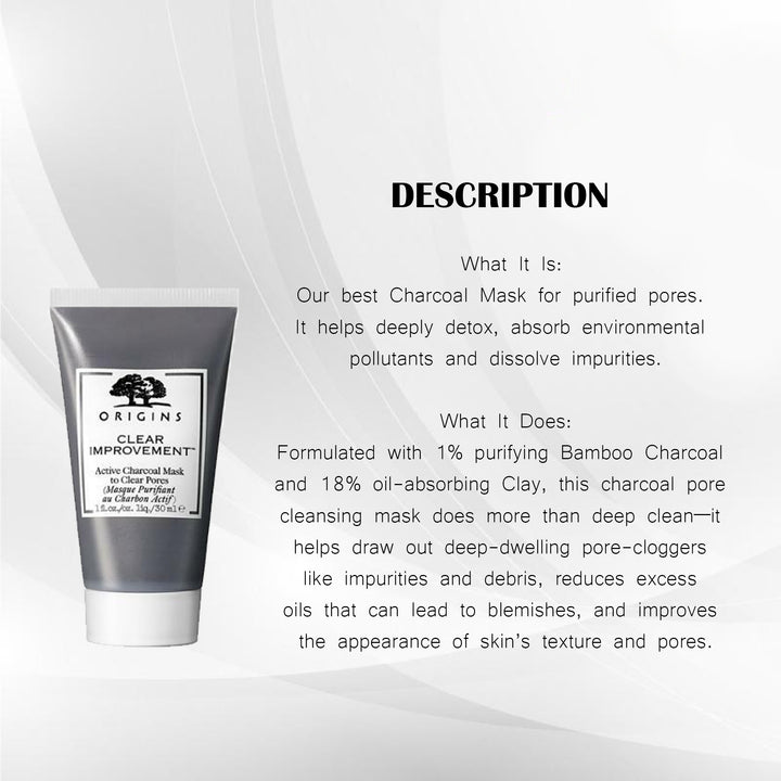 ORIGINS CLEAR IMPROVEMENT ACTIVE CHARCOAL MASK 30ML