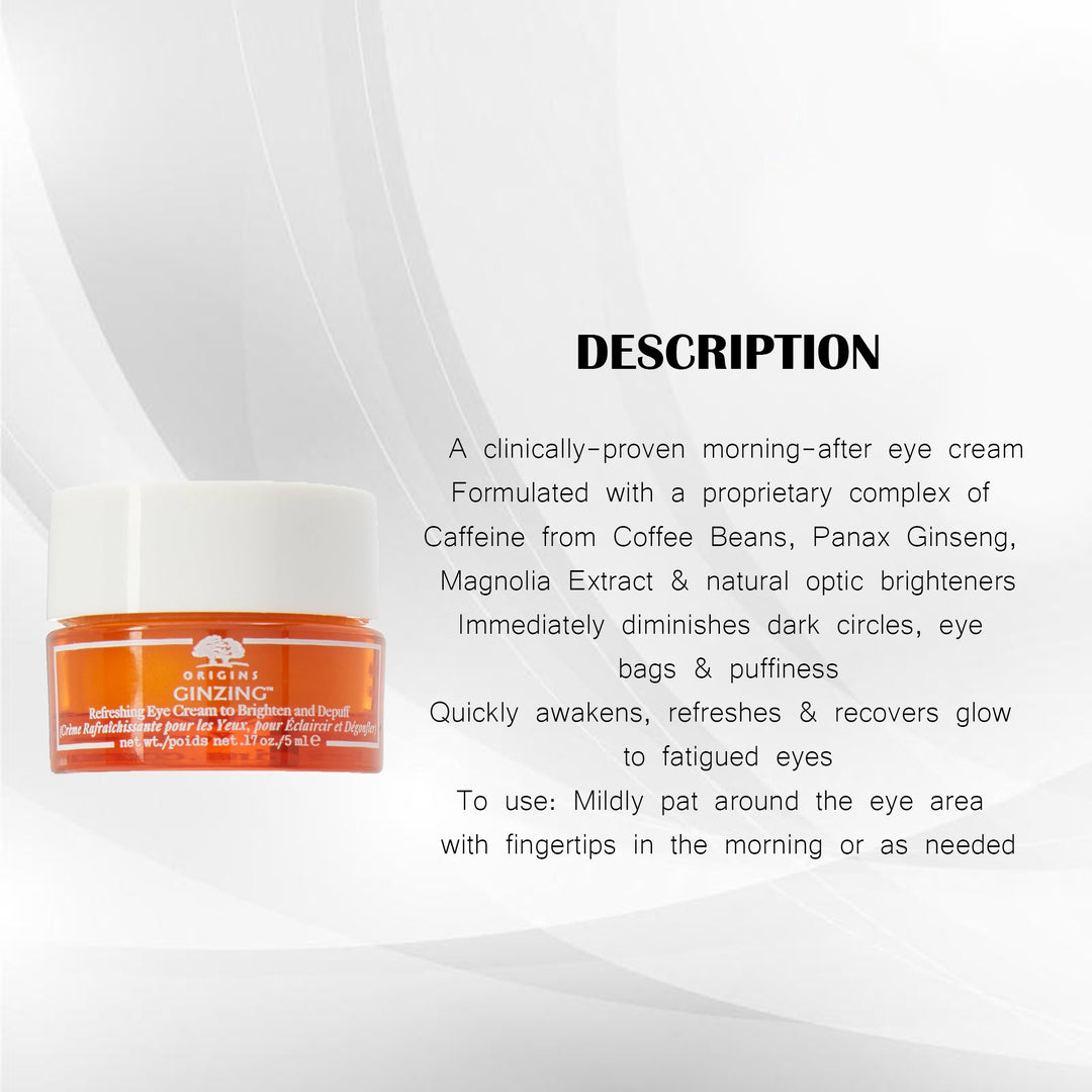 ORIGINS REFRESHING EYE CREAM TO BRIGHTEN AND DEPUFF 5ML